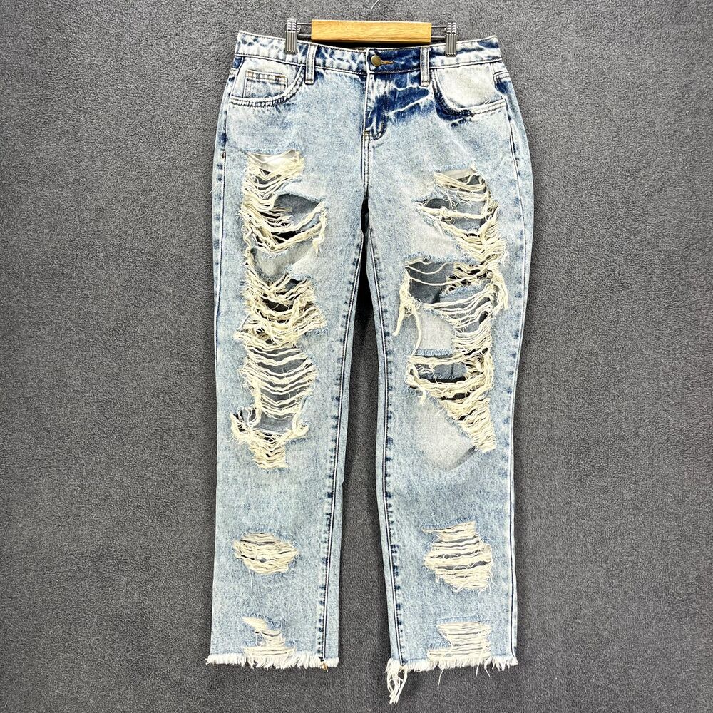Flamingo Jeans‎ Womens Medium Distressed Destroyed Mid Rise Straight Leg Y2K